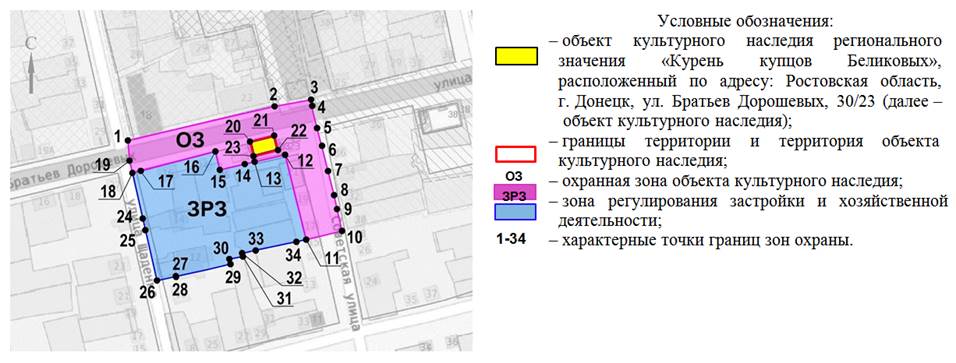 Постановление Правительства Ростовской области от 25.08.2026 N 677 "Об установлении зон охраны объекта культурного наследия регионального значения «Курень купцов Беликовых» и утверждении требований к градостроительным регламентам в границах территорий данных зон". Рис. 1