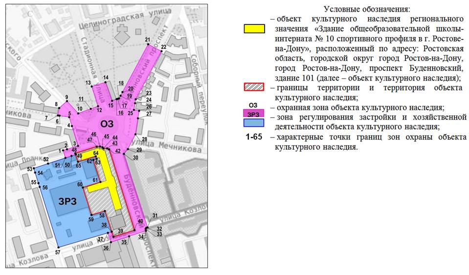 Постановление Правительства Ростовской области от 29.09.2026 N 784 "Об установлении зон охраны объекта культурного наследия регионального значения «Здание общеобразовательной школы-интерната N 10 спортивного профиля в г. Ростове-на-Дону» и утверждении требований к градостроительным регламентам в границах территорий данных зон". Рис. 1